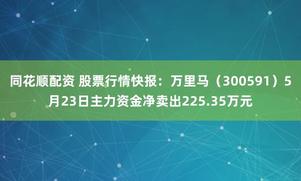 同花顺配资 股票行情快报：万里马（300591）5月23日主力资金净卖出225.35万元