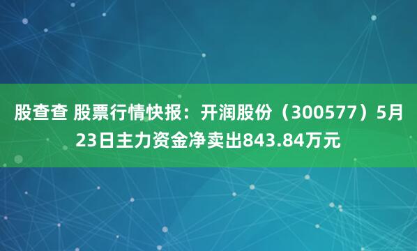 股查查 股票行情快报：开润股份（300577）5月23日主力资金净卖出843.84万元