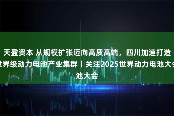 天盈资本 从规模扩张迈向高质高端，四川加速打造世界级动力电池产业集群丨关注2025世界动力电池大会